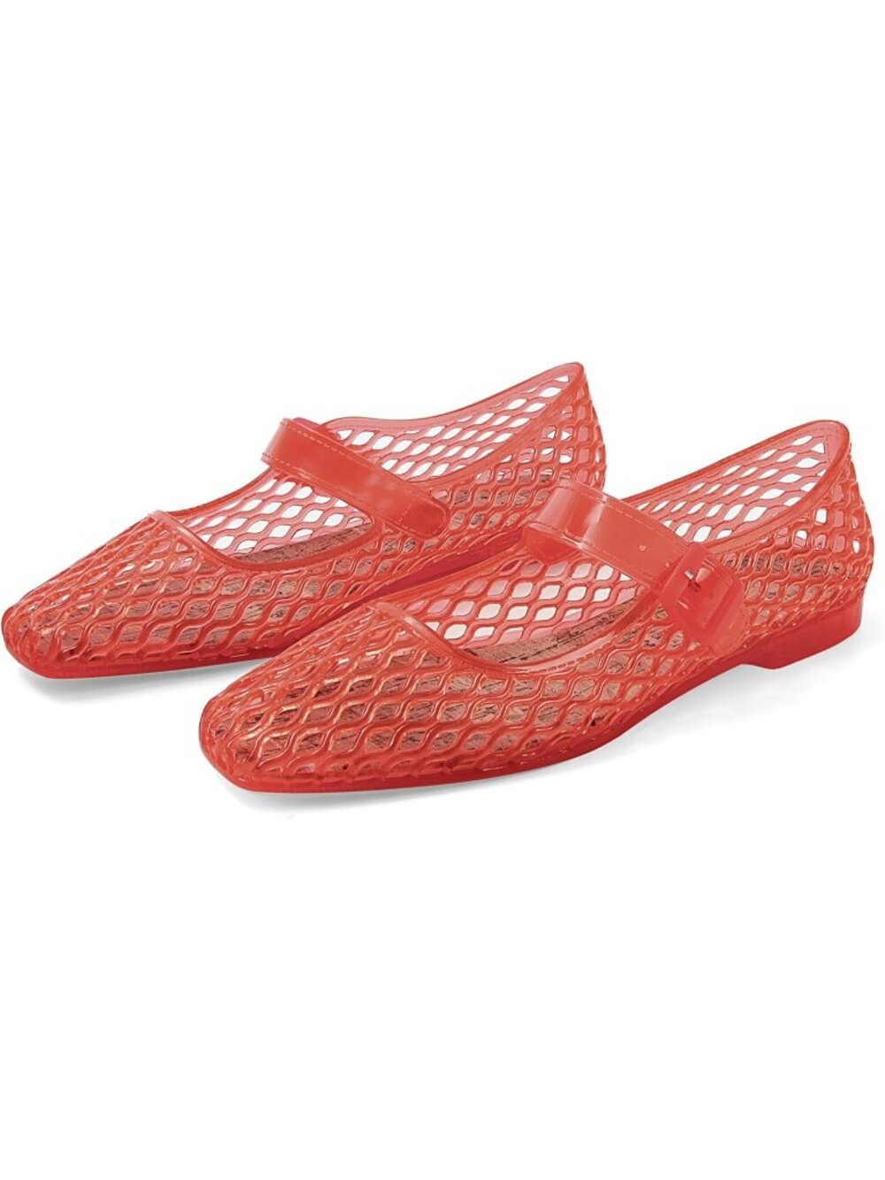 Women's Red Comfortable Mary Jane Ballerina Beach Jellies Ballet Flat Shoes